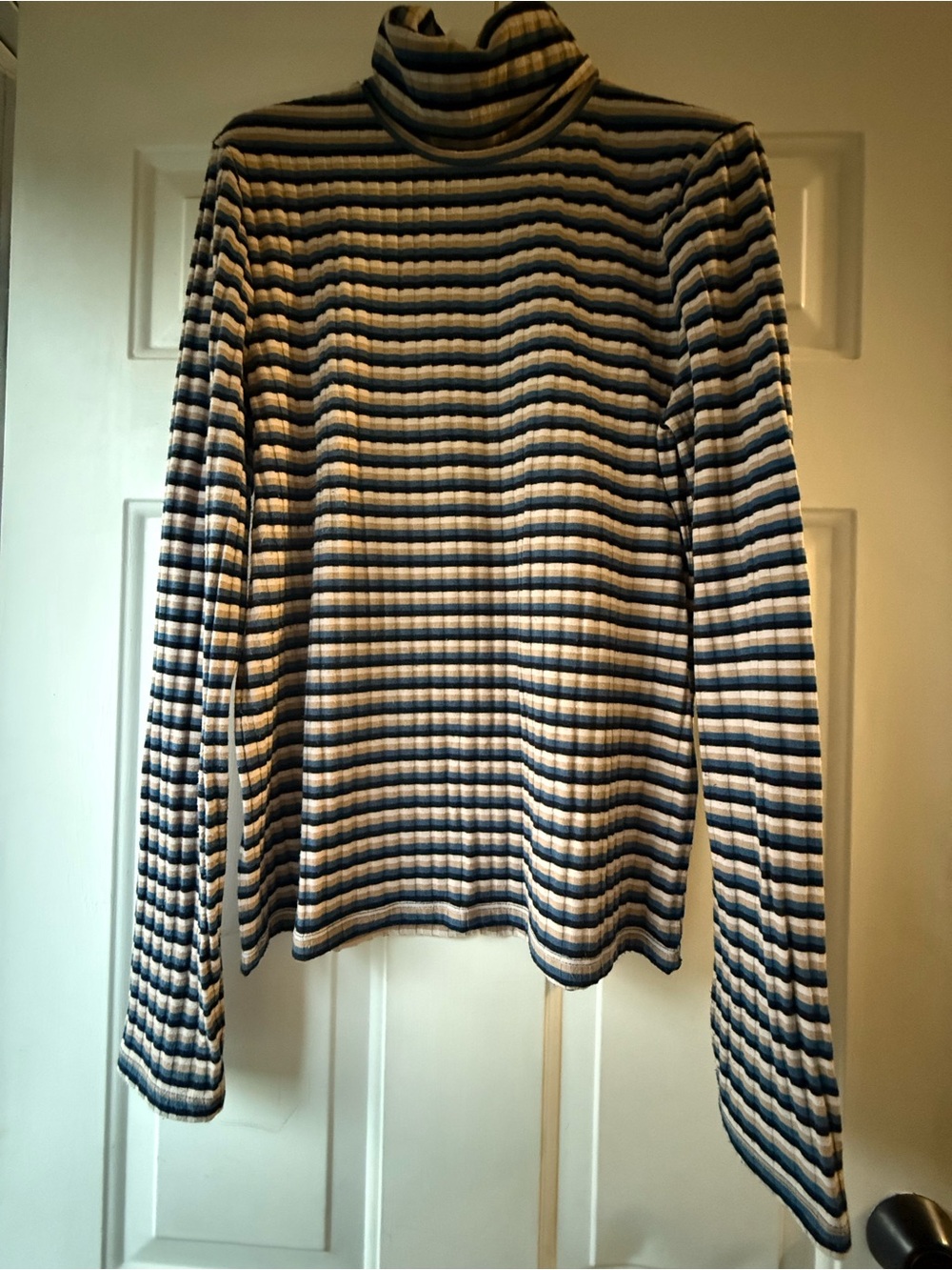 Madewell Ribbed Striped Turtleneck Top size XL